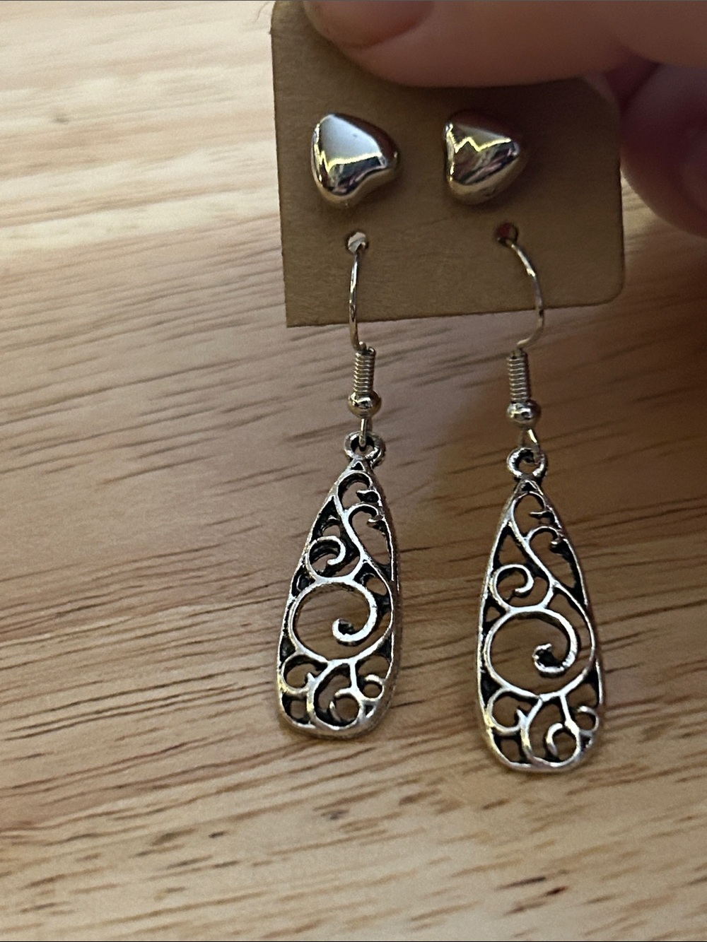Silver Filigree Teardrop Dangle Earrings - Women Jewelry